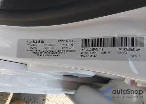 2015 Chrysler 200 Limited из США, поврежденный, VIN 1C3CCCAB8FN701715